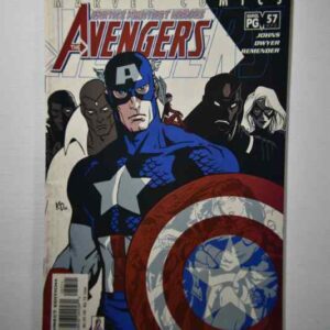 A comic book cover with an image of captain america.