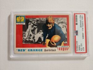 A red grange football card is displayed.