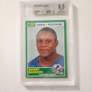 A card of barry sanders is shown in this photo.