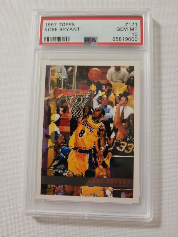 A basketball card is shown in front of many other cards.