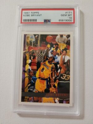 A basketball card is shown in front of many other cards.