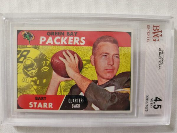 A green bay packers card is in its case.