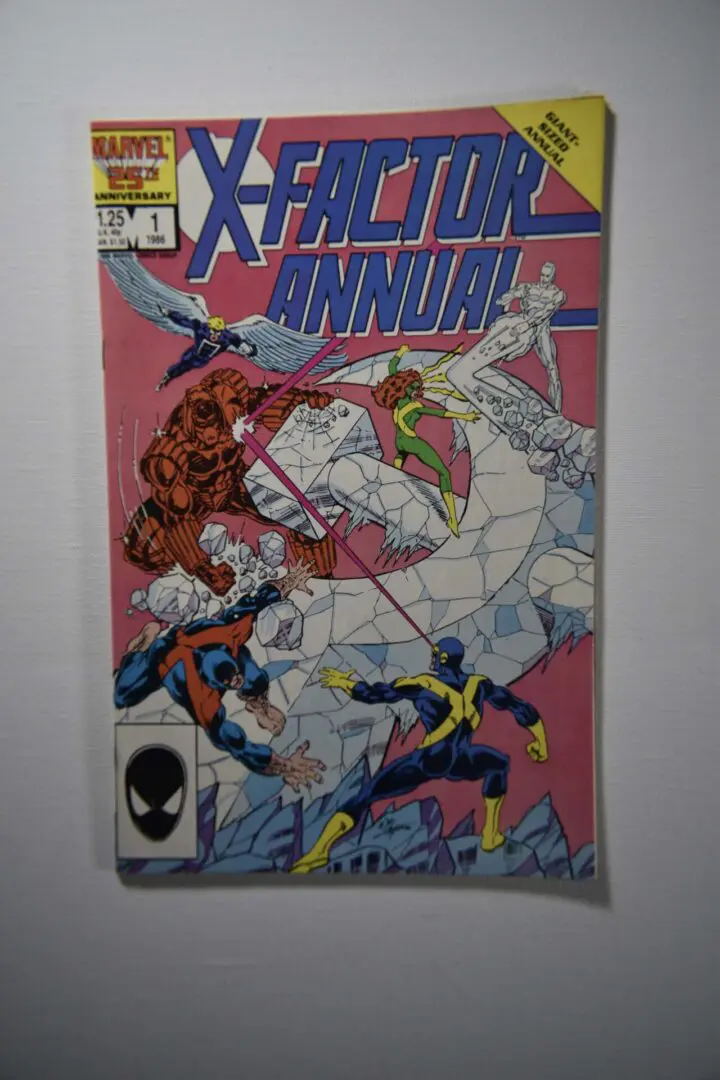 A comic book cover with an image of various characters.