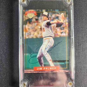 A baseball card with the name of jim palmer