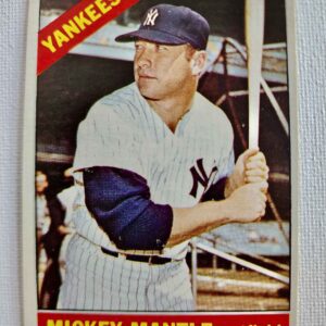 A baseball card of mickey mantle