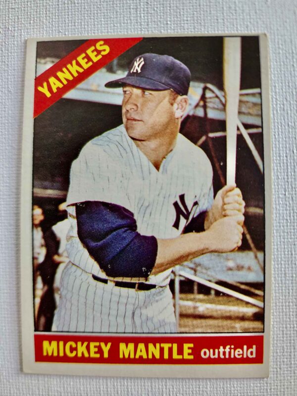 A baseball card of mickey mantle