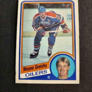 A hockey card of wayne gretzky, the oilers.