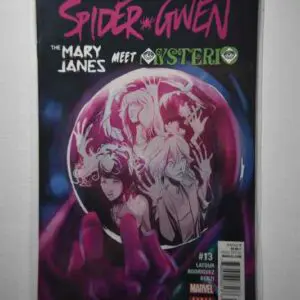 A comic book cover with the image of spider-gwen.