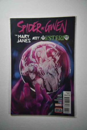 A comic book cover with the image of spider-gwen.