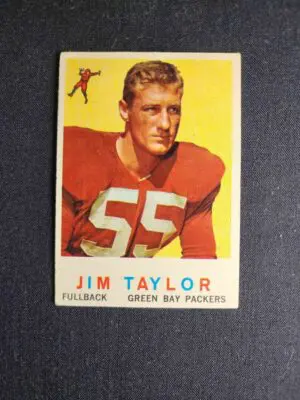 A card of jim taylor, the packers ' first football player.