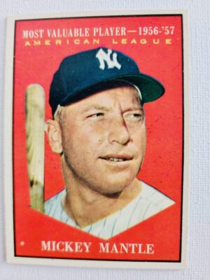 A baseball card of mickey mantle