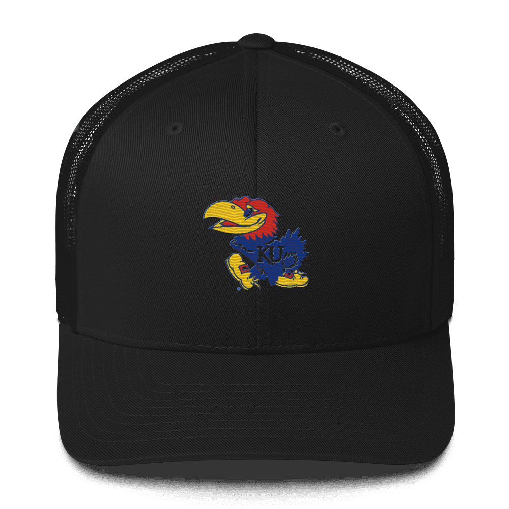 A black hat with a bird on it