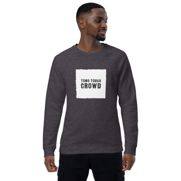 A man wearing a sweatshirt with the words " your crowd ".