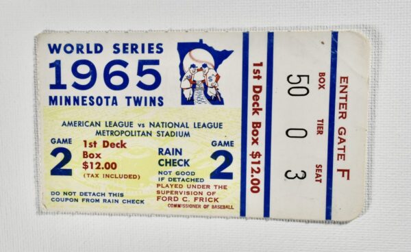 1965 World Series Minnesota Twins ticket.