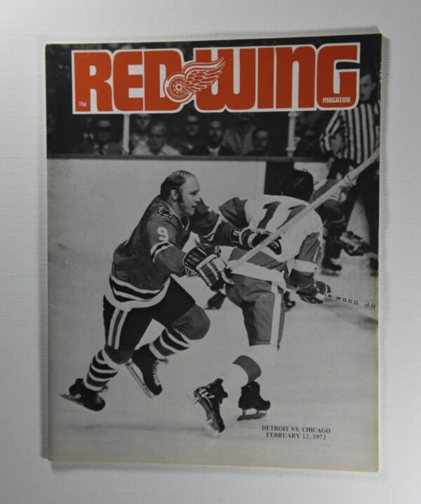 Red Wings magazine cover, hockey game.