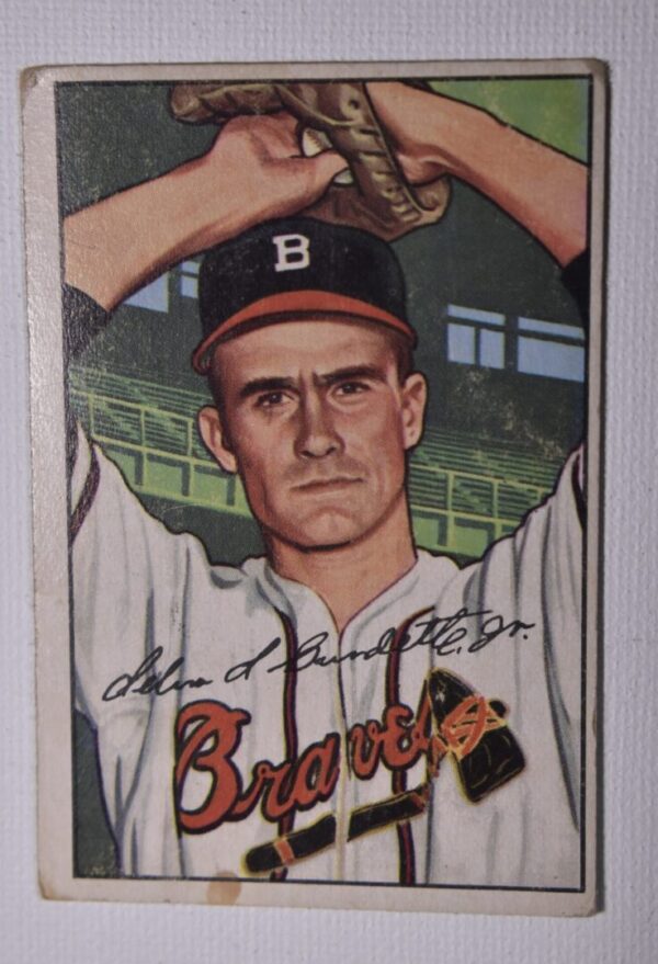 Baseball card of a Braves player.