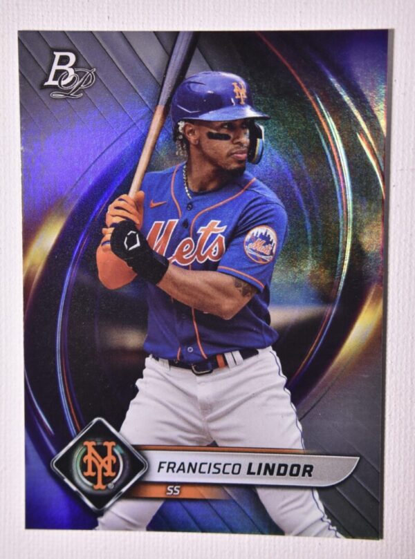 Francisco Lindor, New York Mets baseball card.