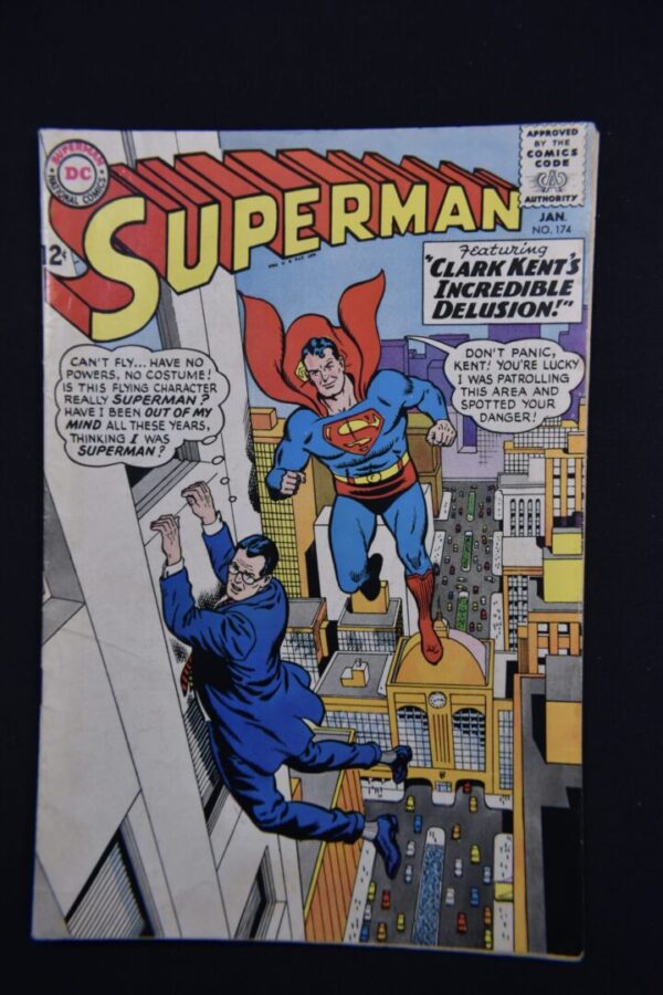 Superman comic book cover, Clark Kent's Incredible Delusion.