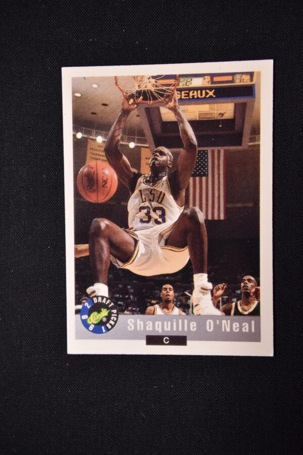 Shaquille O'Neal basketball trading card.