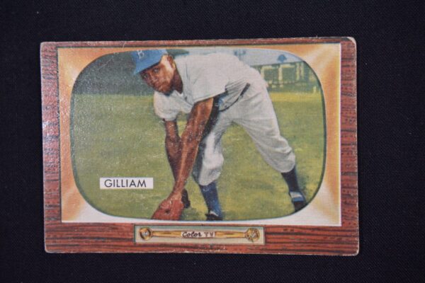 Baseball card of Gilliam in a TV frame.