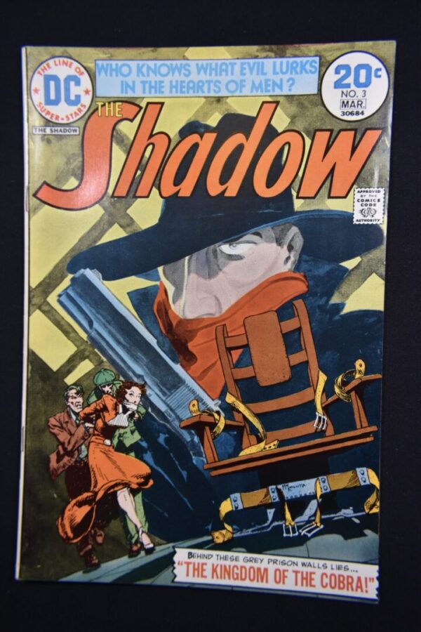 The Shadow comic book cover with a chair.