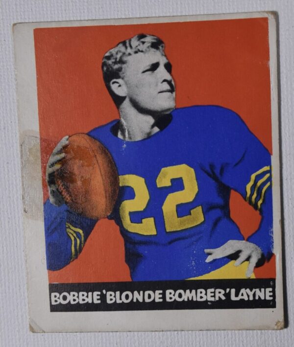 Football card of Bobbie "Blonde Bomber" Layne.