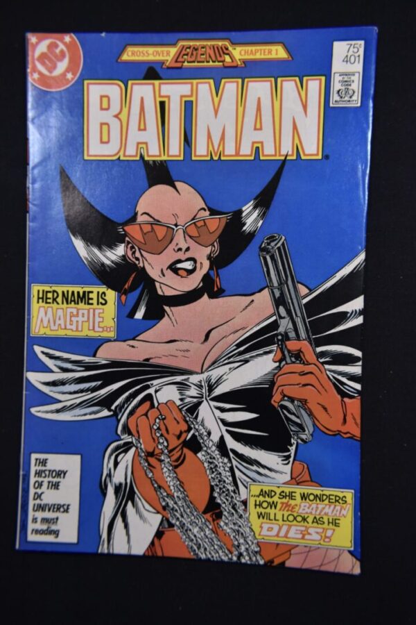 Batman comic cover with Magpie holding a gun.