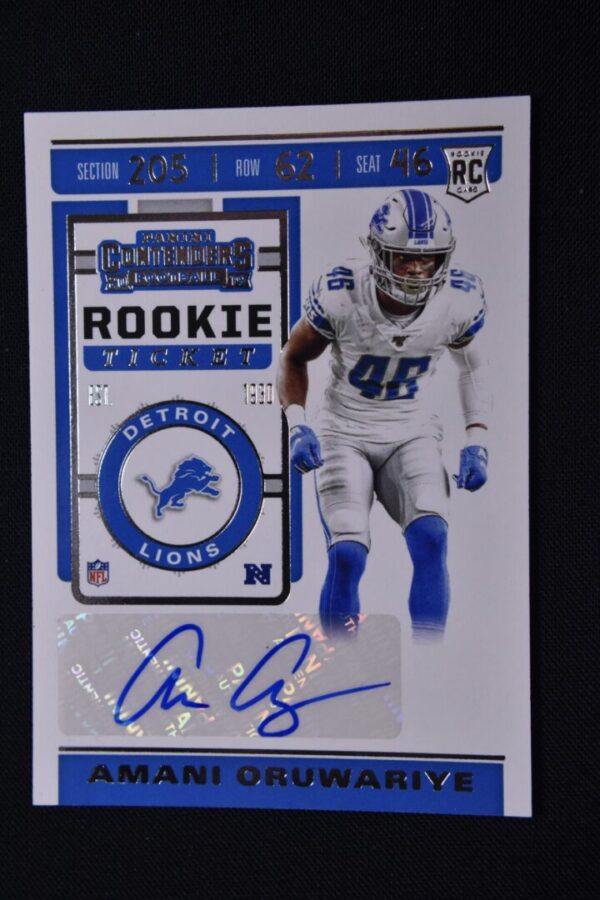 Amani Oruwariye rookie card, Detroit Lions.