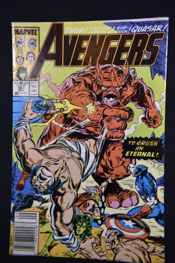 Avengers comic cover with monster attack.