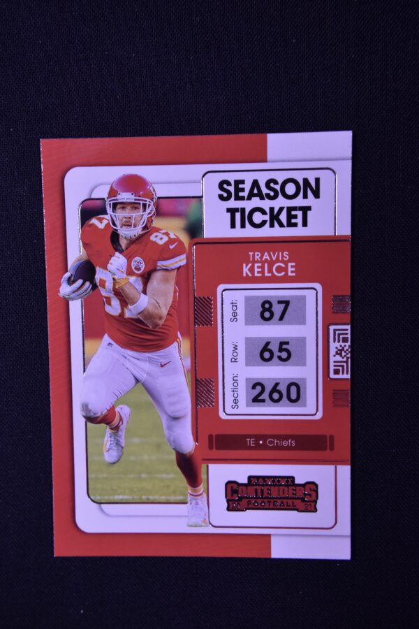 Travis Kelce Chiefs season ticket card.