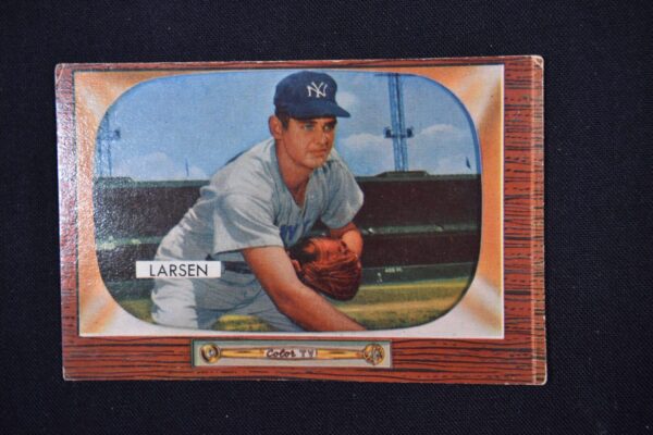 Baseball card of Don Larsen pitching.