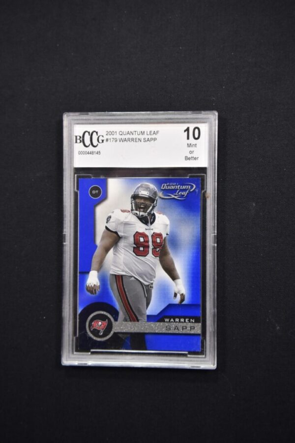 2001 Warren Sapp Quantum Leaf Card.