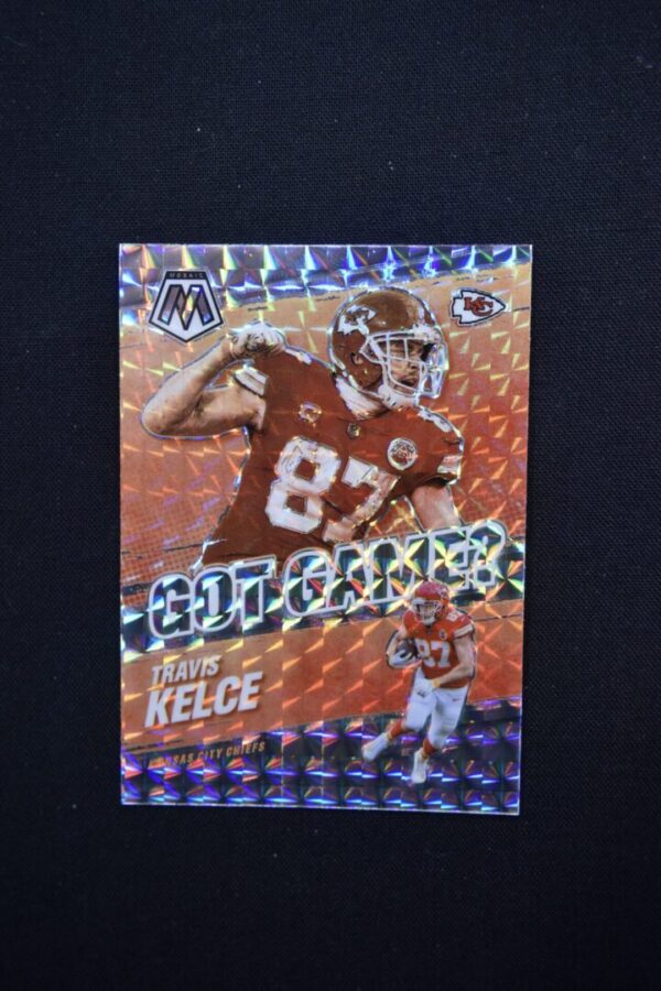 Travis Kelce Mosaic football card.