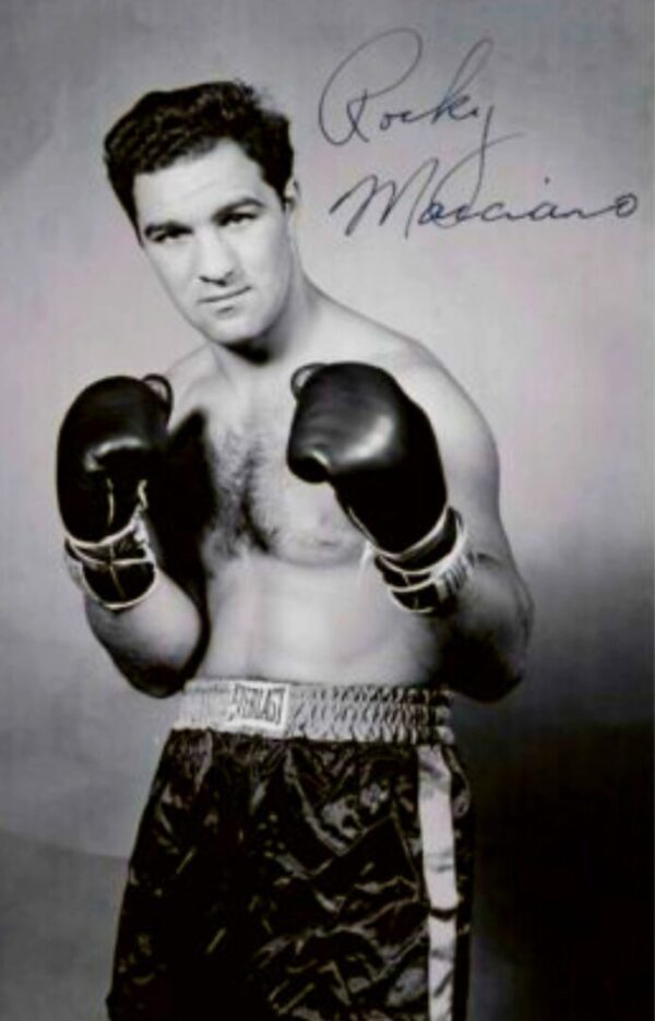 Rocky Marciano, boxer, autographed photo.