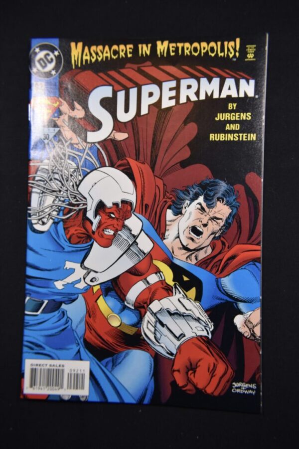 Superman comic cover, Metropolis massacre.