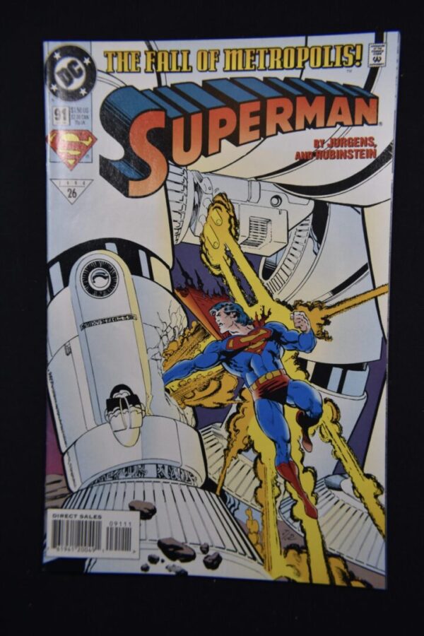 Superman comic cover, fall of Metropolis.