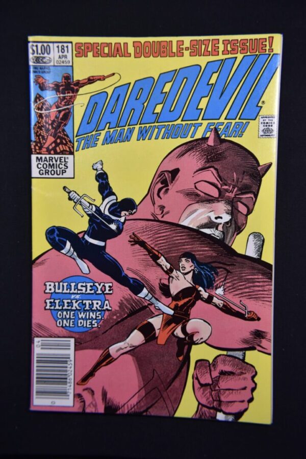 Daredevil comic book cover, Bullseye vs Elektra.