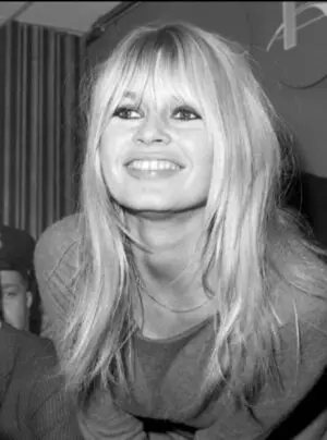 Black and white portrait of Brigitte Bardot.