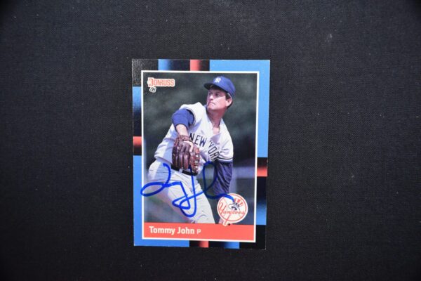 Tommy John baseball card, signed.