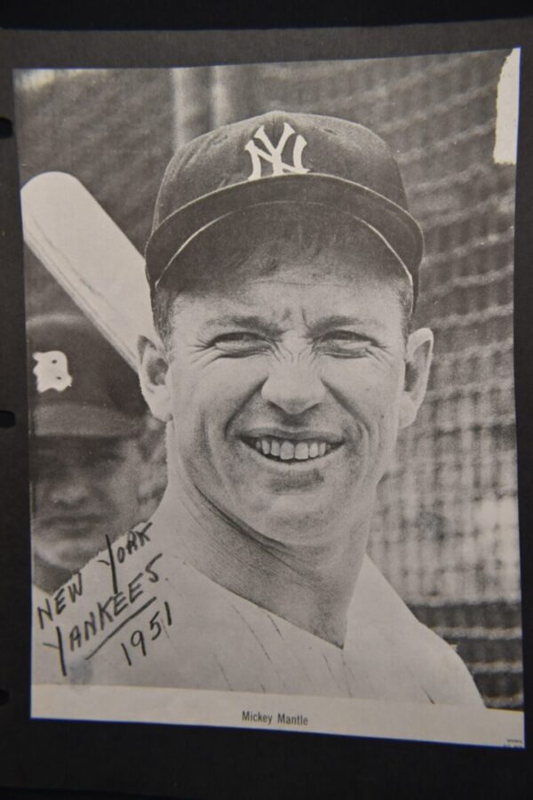 Black and white photo of Mickey Mantle.