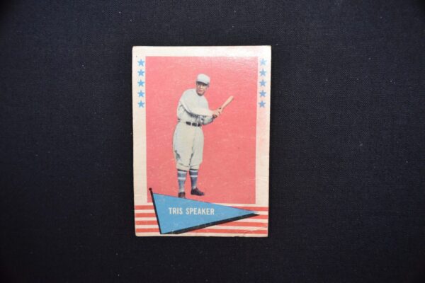 Baseball card of Tris Speaker holding a bat.