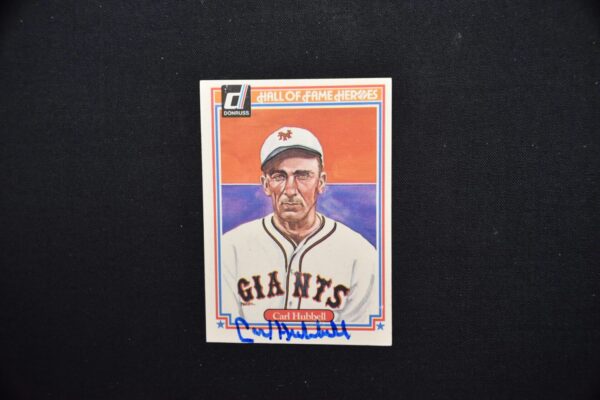 Carl Hubbell baseball card, signed.