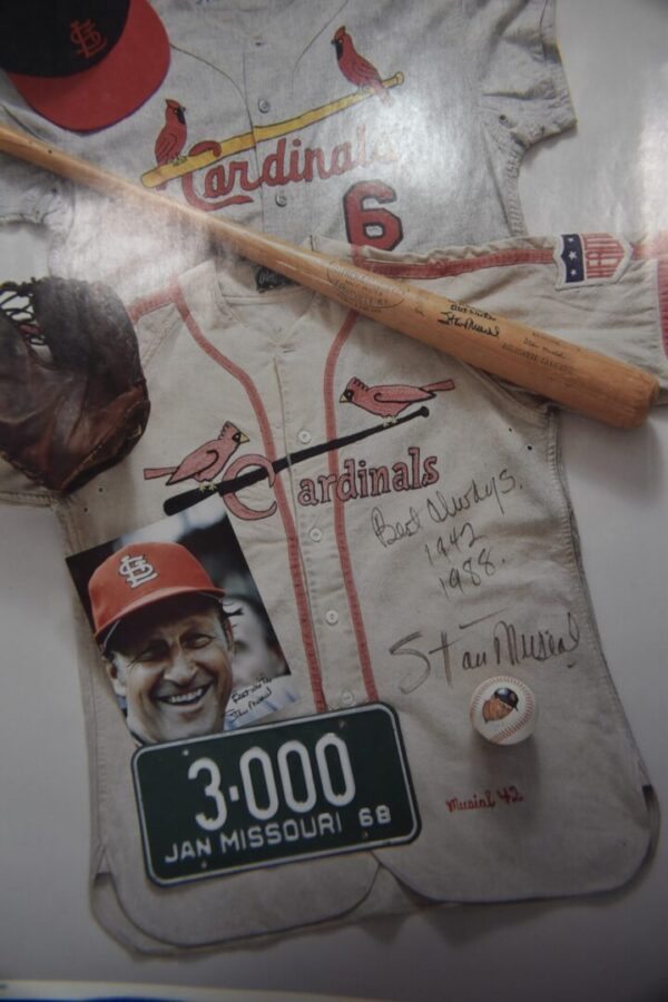 St. Louis Cardinals baseball jersey with signatures.