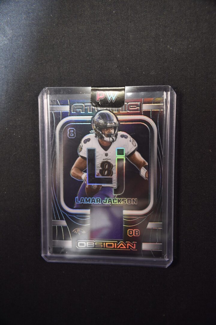 Lamar Jackson football card, Obsidian.