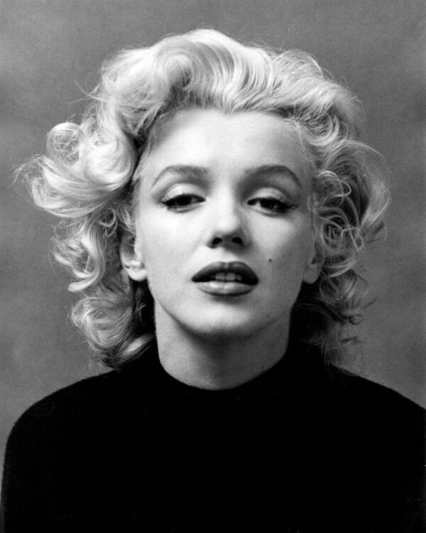 Marilyn Monroe in black turtleneck.