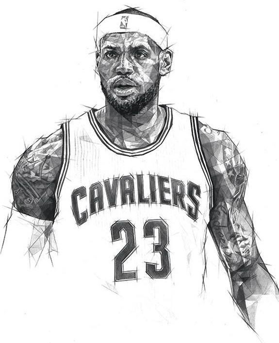 Lebron James sketch, Cavaliers jersey #23.