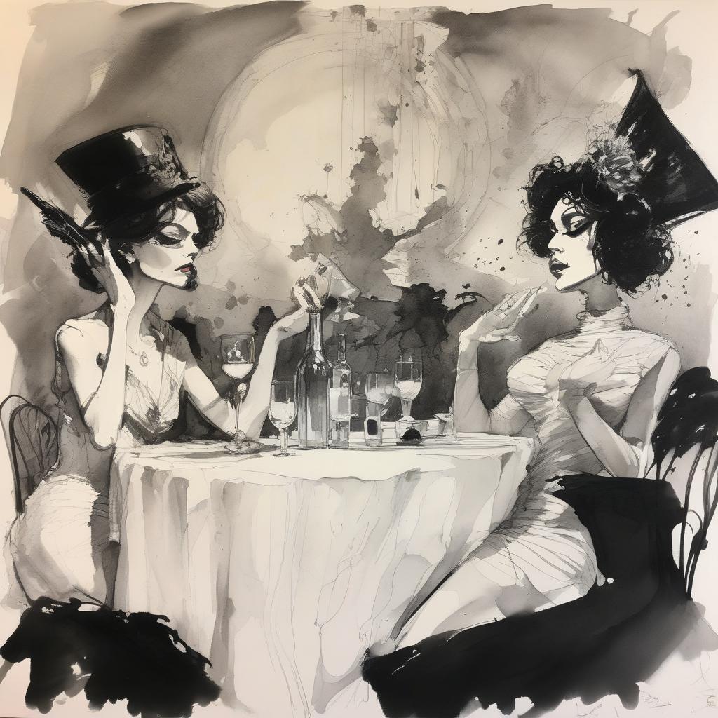 Two women having wine at a table.