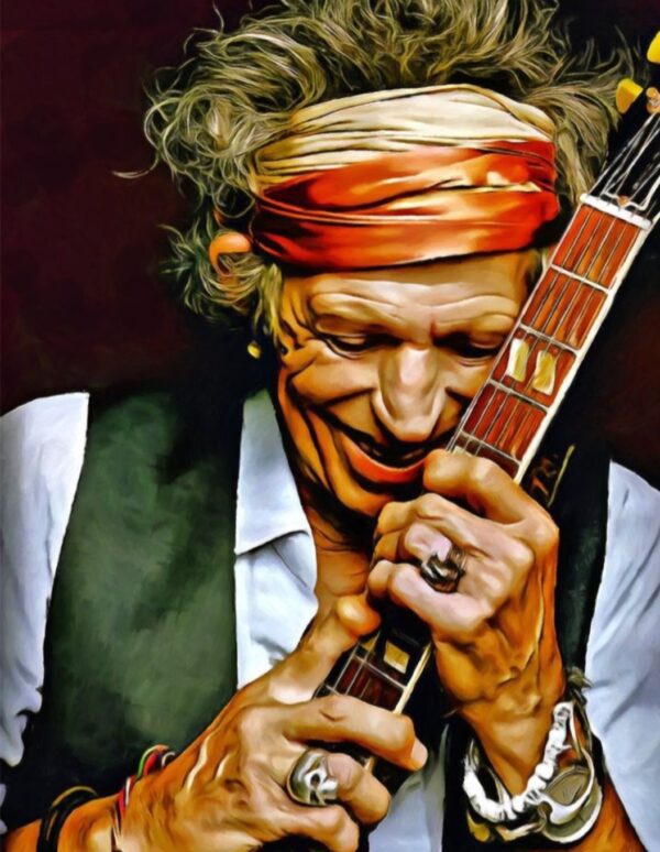 Keith Richards playing a guitar.