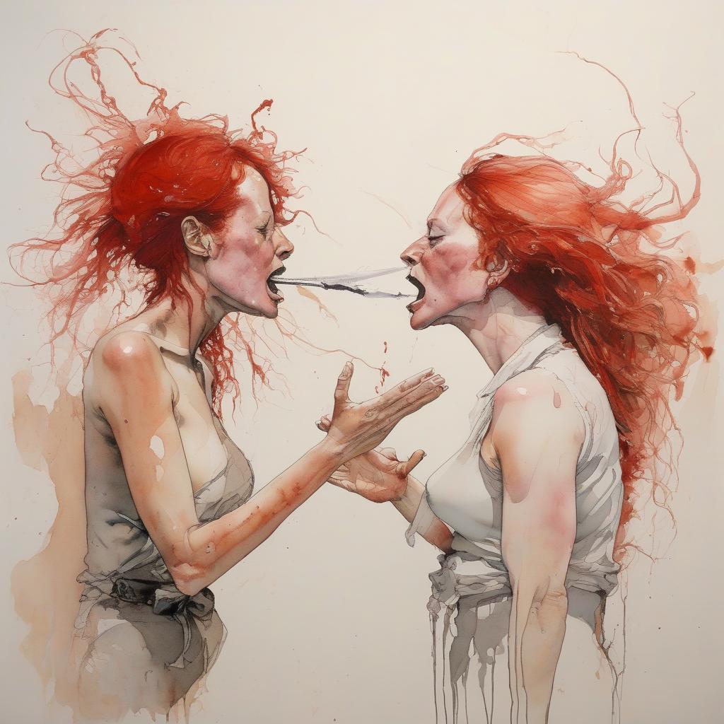 Two women with red hair arguing.